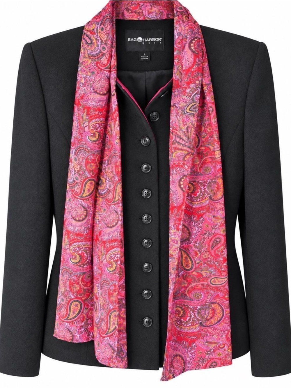 Sag Harbor Navy Round-Neck Button Front Blazer